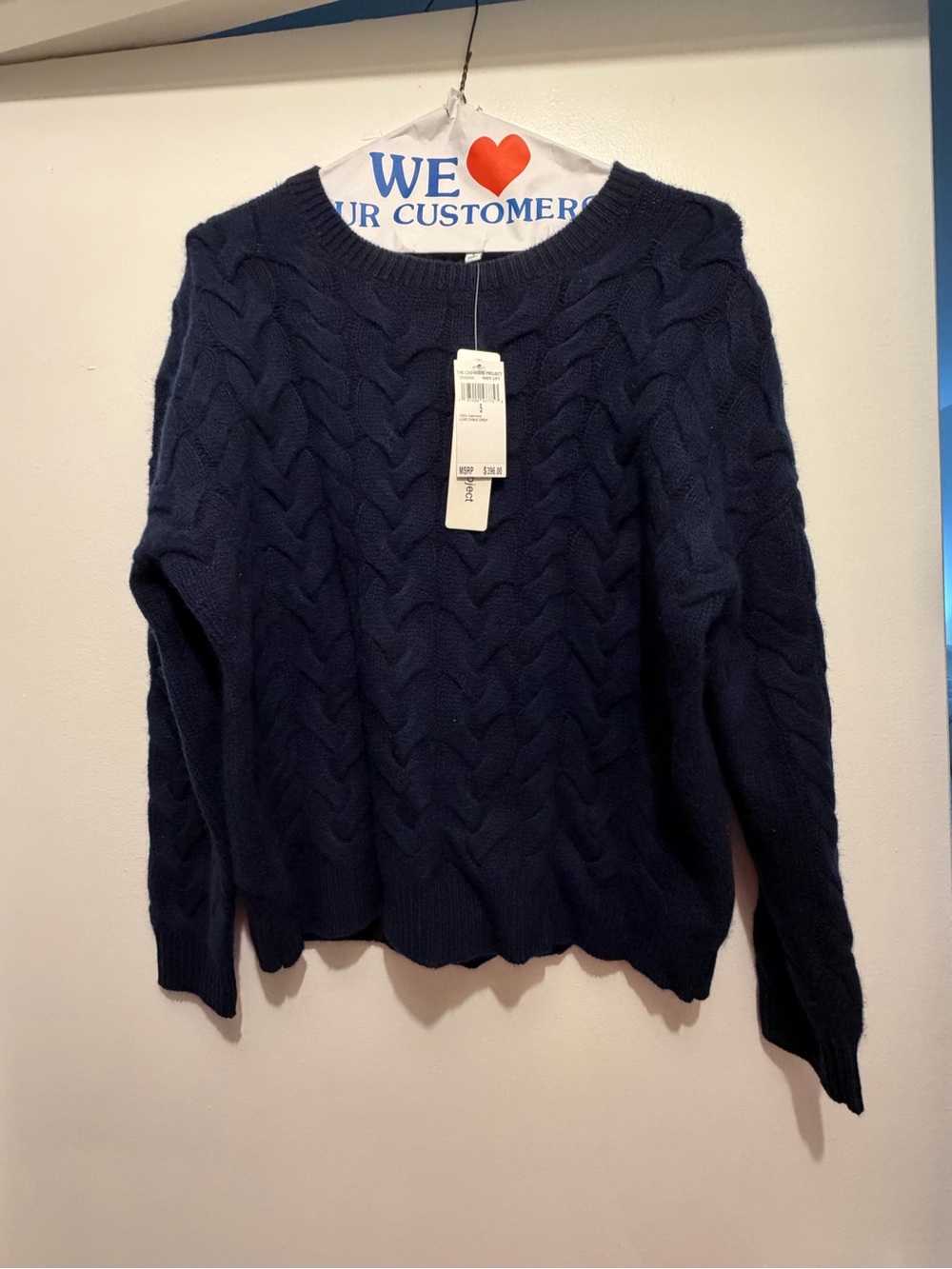 Women's Navy Cable-Knit Crewneck Sweater